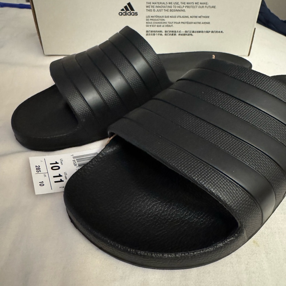 Adidas Men's Black Adilette Aqua Slides